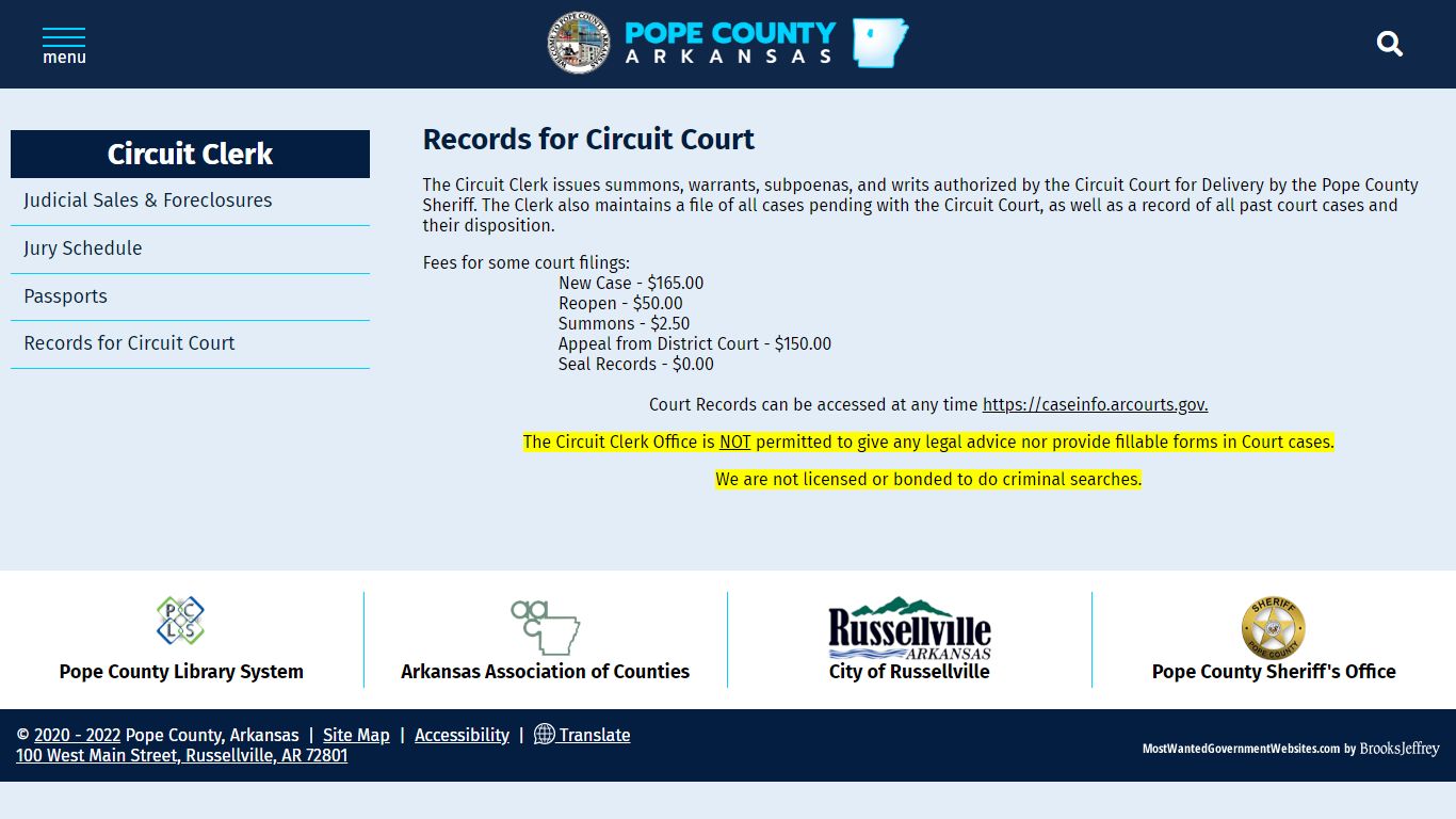 Records for Circuit Court | Pope County Arkansas